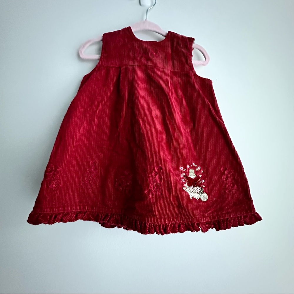 Partington Bear Red Corduroy Dress with Embroidery Size 4-6M